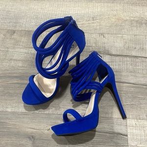 Qupid Blue Suade Heels